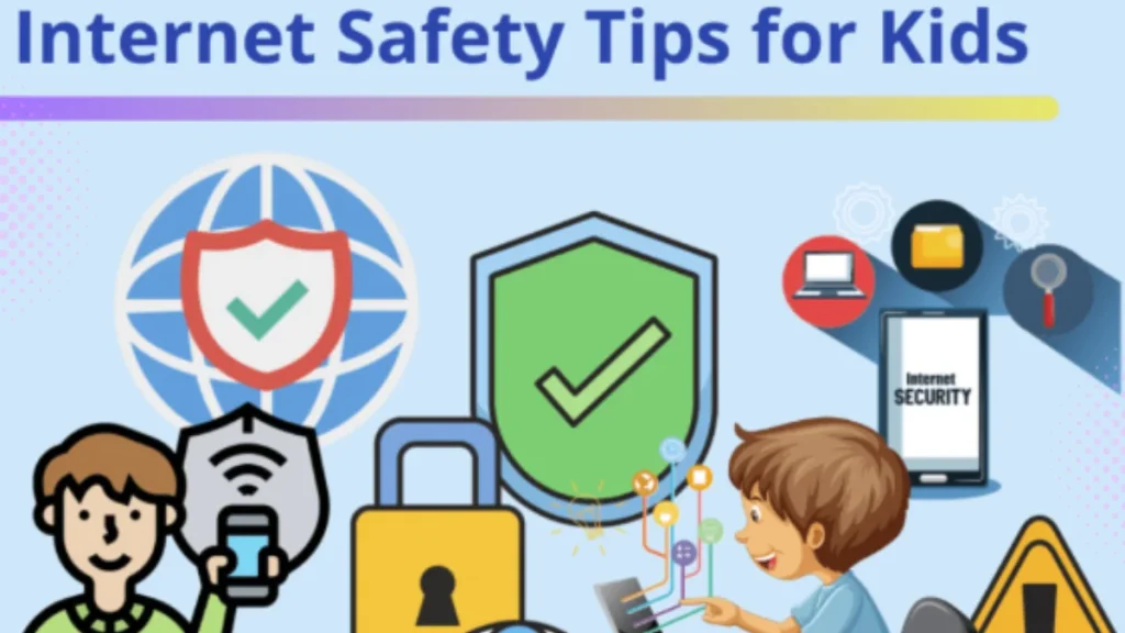 Kids Online Safety illustration, Internet freedom vs censorship concept, Child safety online graphic, Digital rights vs online regulation, Balancing online safety and freedom, Kids internet protection visual, Shield icon representing child safety, Open web vs restricted access image, Online community under threat illustration