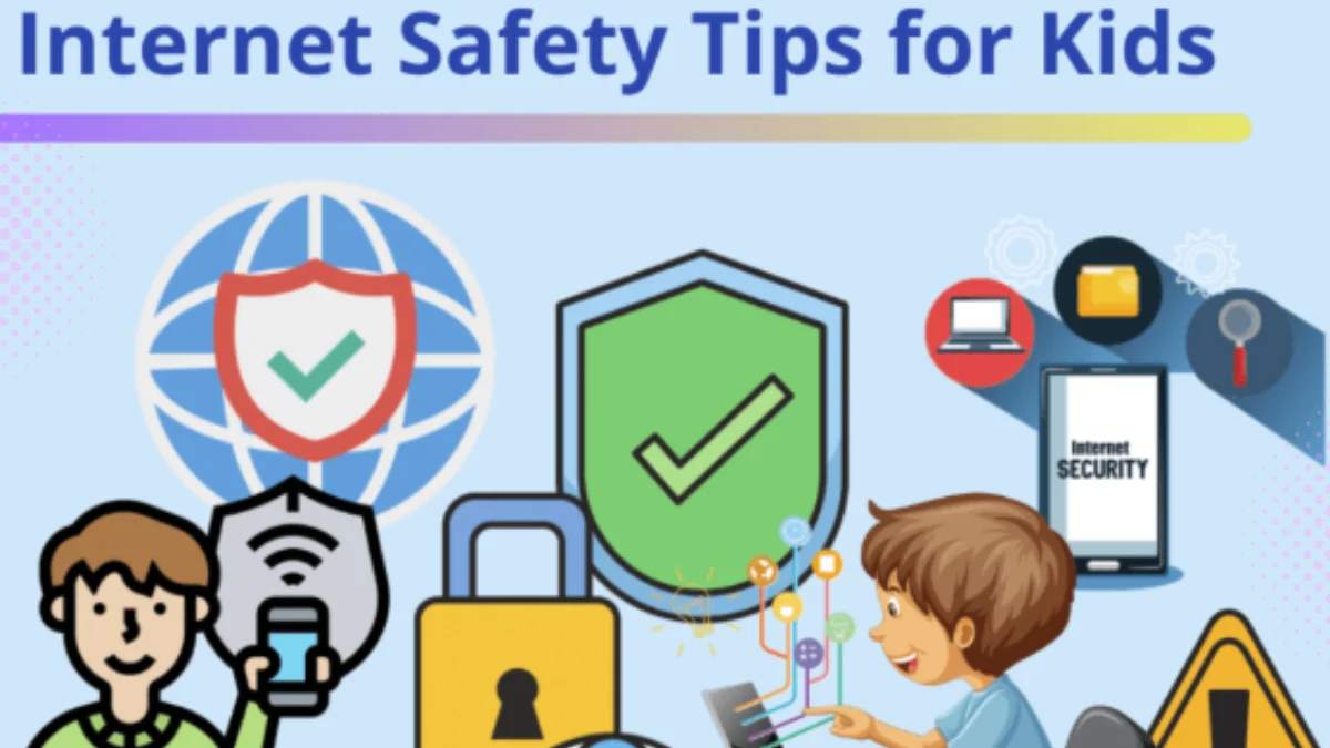 Kids Online Safety illustration, Internet freedom vs censorship concept, Child safety online graphic, Digital rights vs online regulation, Balancing online safety and freedom, Kids internet protection visual, Shield icon representing child safety, Open web vs restricted access image, Online community under threat illustration